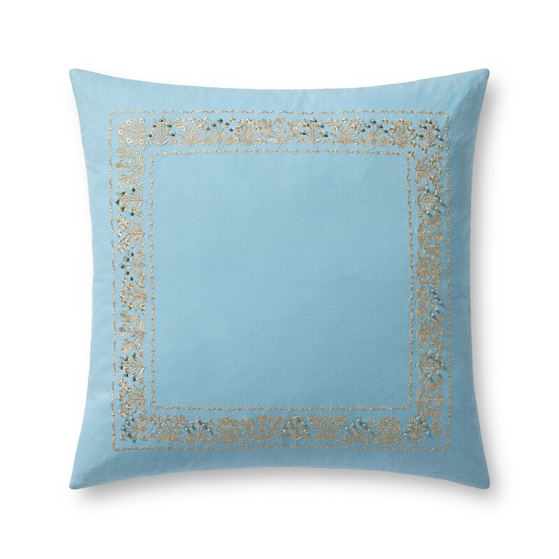 Estee Border Lt. Blue 22''x22'' Cover w/Down Pillow image number 0